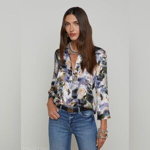 L’AGENCE Dani Silk Blouse – NWT | Size Small | Rose Print